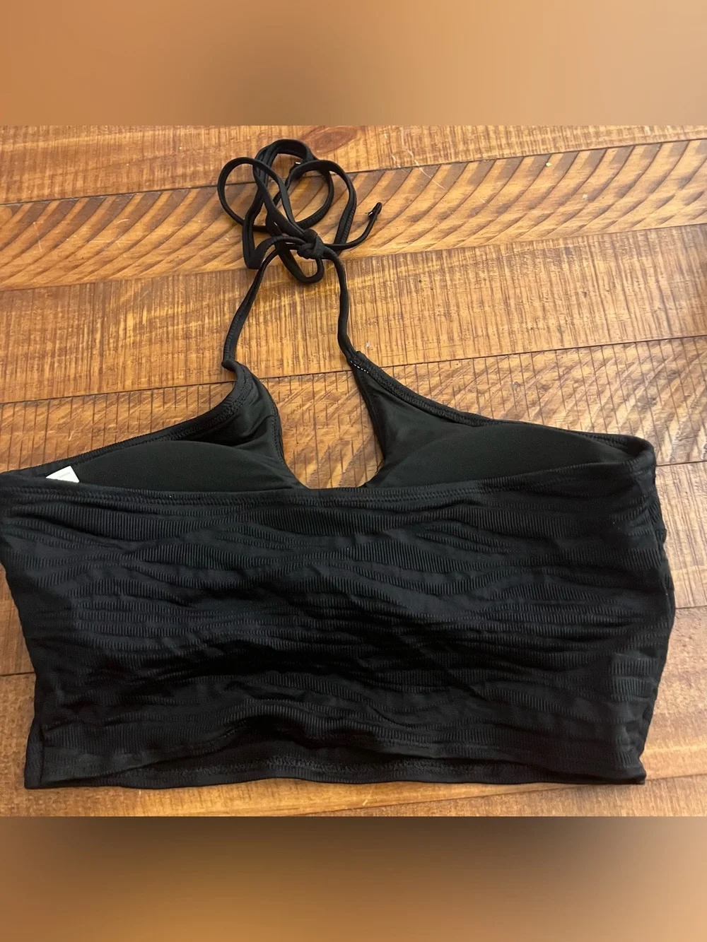 NWT Aerie Jacquard Longline Halter Bikini Top in Black - Sz M